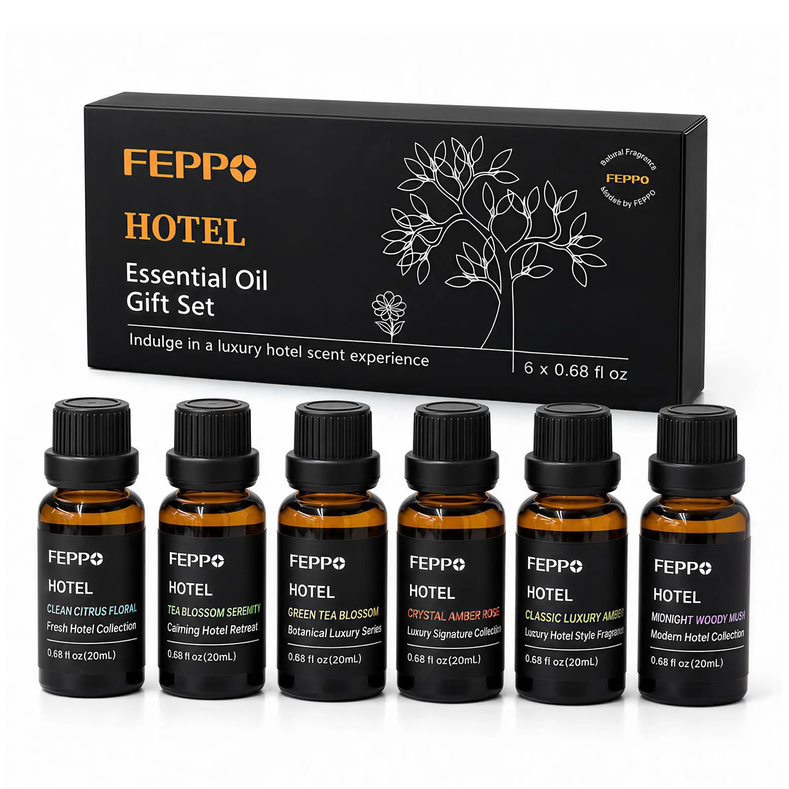 FEPPO Scented Essential Oils Gift Set - Luxury Hotel Aroma Diffuser Oils for Home Fragrance Products, Anniversary, Holidays