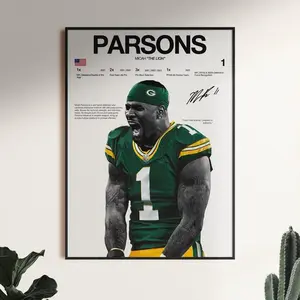 Micah Parsons Poster, Football Linebacker Wall Art, Sports Decor Gift, Star Athlete Print for Fans (Frame Not Included)