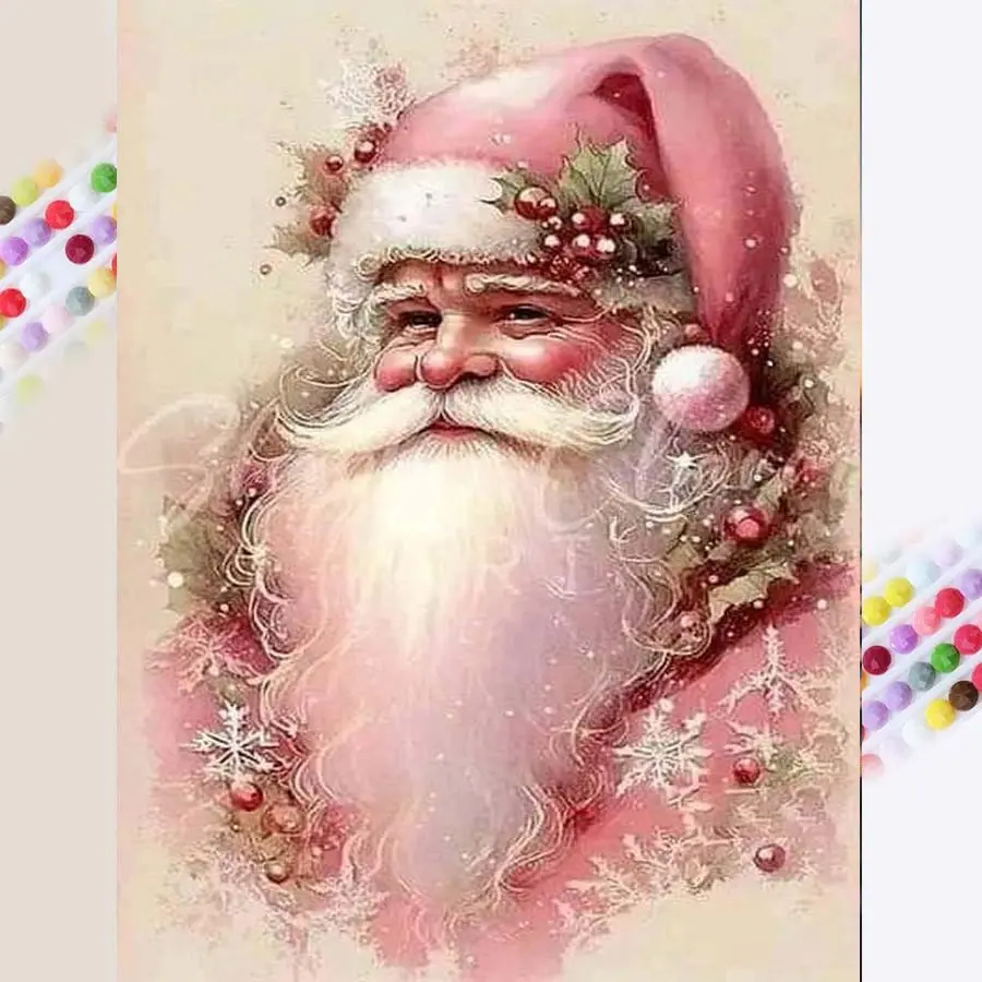 1pcs 5D DIY handmade diamond painting set, 5D diamond art set, DIY decoration, Santa Claus, snowflakes, berries diamond painting set full round drill DIY, mosaic, diamond art, DIY art home decoration, suitable for Halloween and Christmas, Handicraft