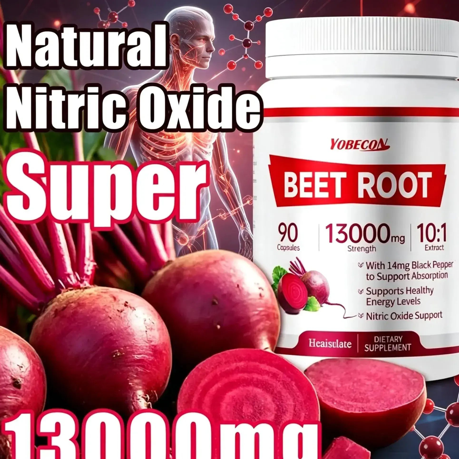 Beetroot Capsules 13000mg per Serving High Potency |   Plant-Based Vegetarian Capsules |   Promotes Blood Circulation, Intestinal Digestion |   Supports Energy & Circulation |   US Local Warehouse Vitamins & Nutritional Supplement