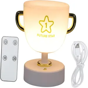 Rechargeable USB LED Night Light Trophy Table Lamp, Soft Glow Effect for Bedroom, Dormitory, Office, Student and Home Decoration