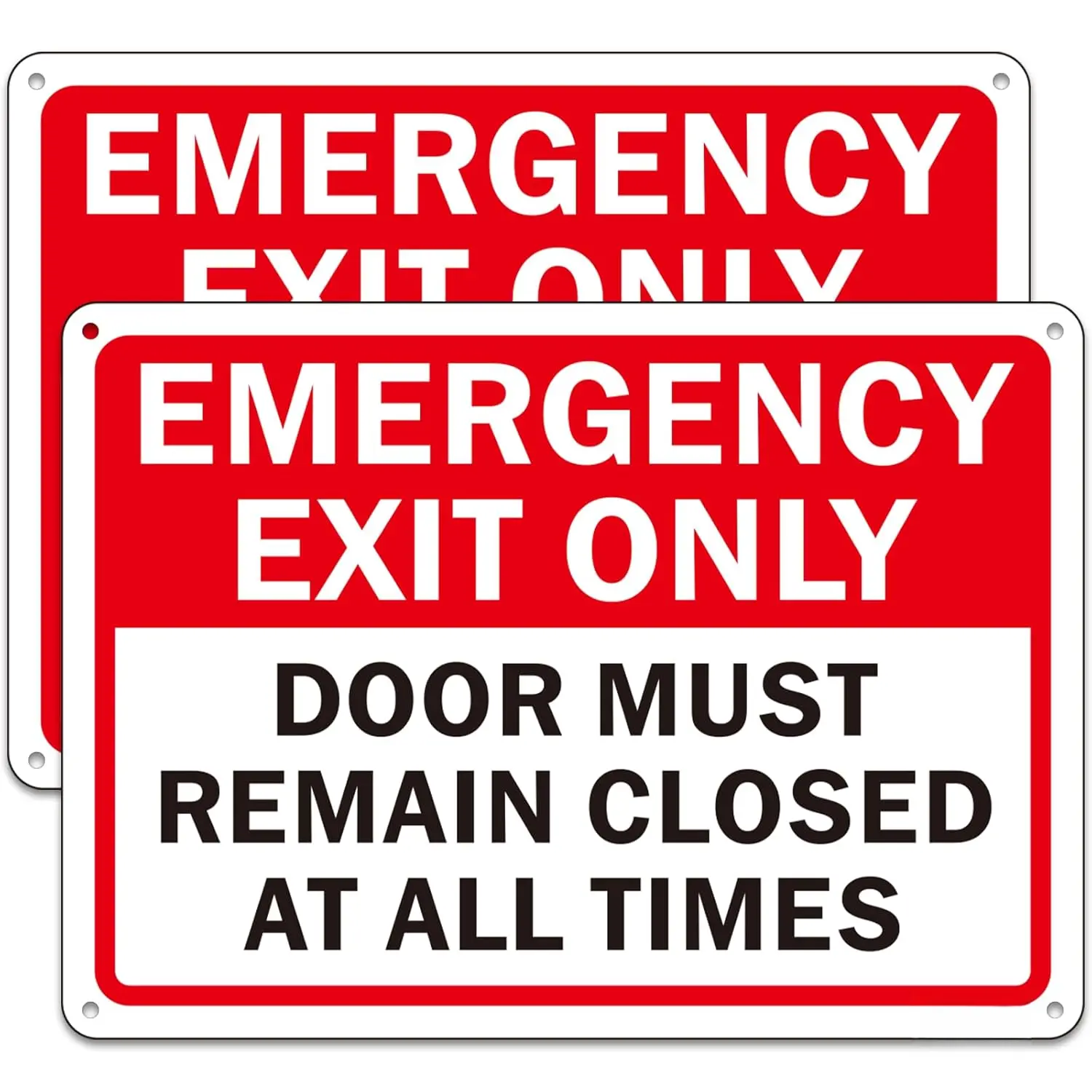 (2 Pack)  Exit Only Sign, Door  Remain Closed at All Times, 10" x 7" Rust Free  Reflective  Signs, UV Protected, Fade Resistant, Weatherproof, Easy to Mount
