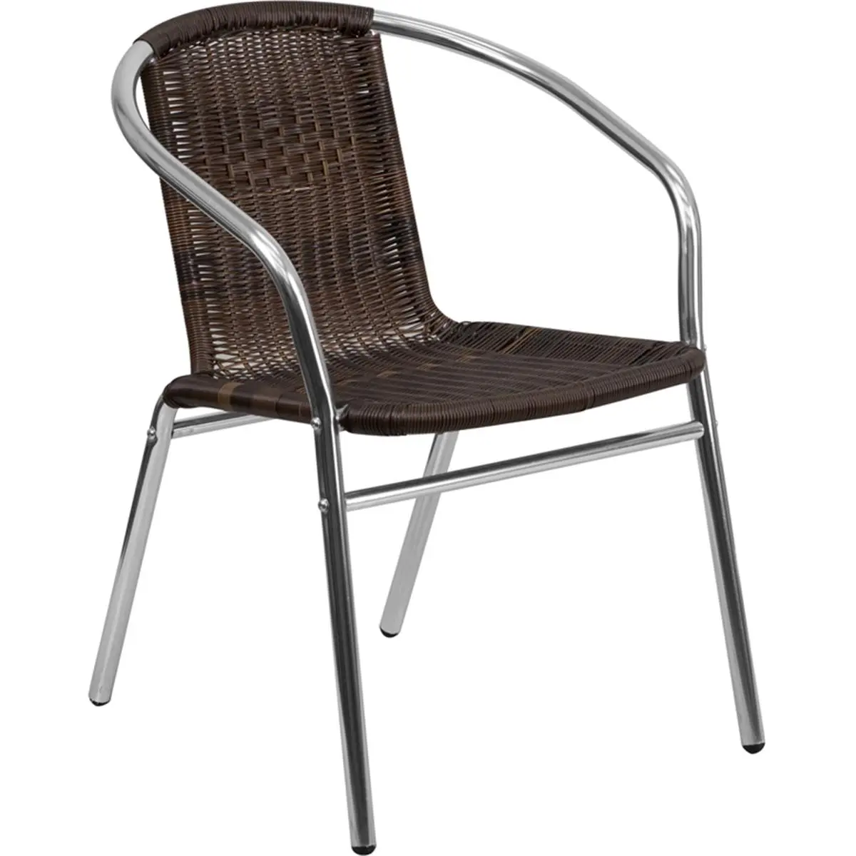 212 MAIN TLH-020-GG Lightweight Stackable Cafe Chair - Aluminum and Dark Brown Rattan, Patio Outdoor Furniture