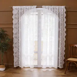 Floral Lace Door Curtain, Short Curtain, Window Curtain, Window Decorations Supplies, Home Decoration Curtain for Home Living Room Bedroom Decor, Home Decor Supplies