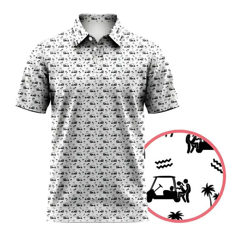 Caddie Doggy Funny Golf White Polo Shirt – Quick-Dry, Breathable Athletic Menswear, Humorous Golf Top for Men, Comfortable Summer Polo, Perfect Gift for Him, Outdoor & Sports Wear Fathers day gift Athletic Gift for Dad Hot