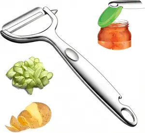 Vegetable Peeler for Kitchen - Y Shaped Super Sharp Stainless Steel Bottle Opener Hanging Hole Potato Eye Remover Non-Slip Handle Slicer for Apple Carrot Fruit