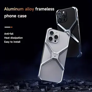 Shockproof Aluminum Alloy Case for iPhone 13 14 15 Pro Max - Creative X-Design, Heat Dissipation, Lens Protection, Frameless Design