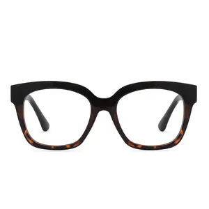 DIFF Ava Black Tortoise Blue Light Reading Glasses - Lightweight Chunky Style Frame
