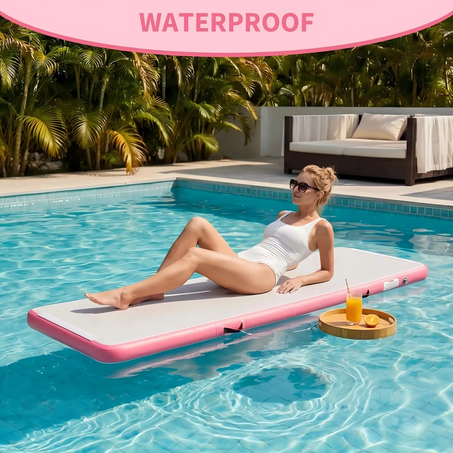 Inflatable Air Gymnastics Mat, 16ft Tumble Track with Air Pump & Storage Bag, 4 Inches Thick for Outdoor Cheerleading Yoga Exercise