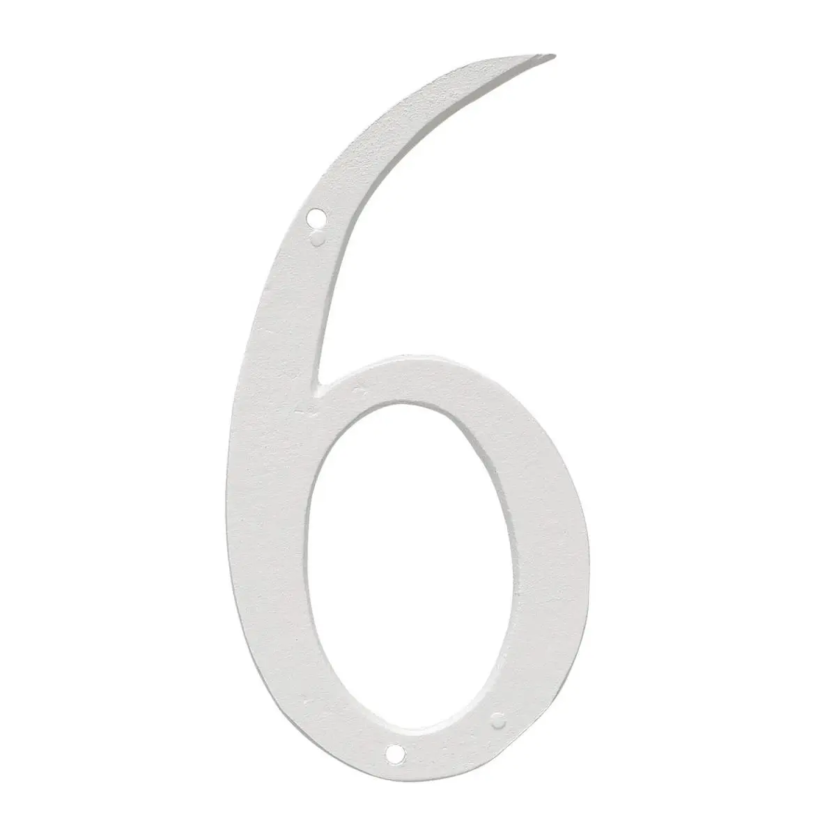 4 in. Standard Aluminium Metal Wall House Number Sign, White - Number 6, Mount-Compatible