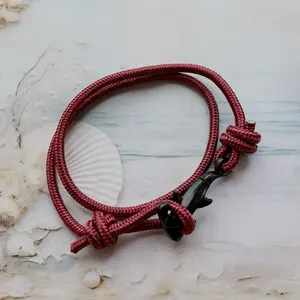 Nylon Bracelet with Black Hammerhead Shark Charm - Adjustable