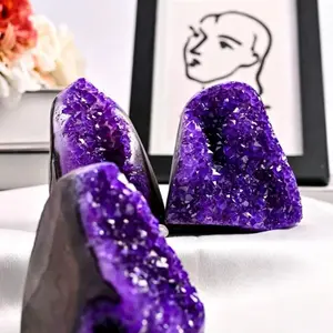 Wholesale Dyed Deep Purple Amethyst Cluster Crystal Geode for Jewelry Accessories & Decorations Clear Cluster Stand
