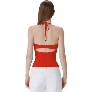 Women's Halter Tank Top with Built-in Bra – Double Lined Open Back Y2K Going Out Camisole. Cute Summer Top for Party, Date Night & Club. No Bra Needed, Soft & Supportive.