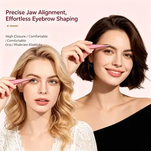 4pcs Professional Eyebrow Tweezers, Rubber Coated Anti-Slip, Easy Pluck Eyebrows Beard, Portable Travel Makeup Tool with Storage Case