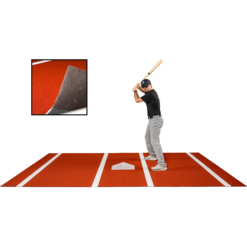 6 × 12 Proball Baseball Hitting Mat - Clay Nylon, Painted Plate, Urethane-Coated Backing