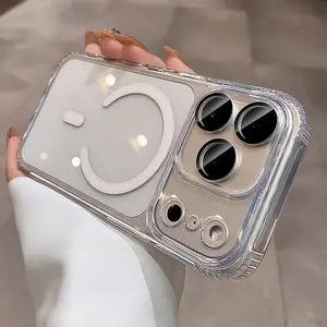 【 iPhone17 case 】No yellow airbag anti fall magnetic for iphone17Pro Max 16 15 Air iPhone case silicone soft shell TPU+PC shockproof