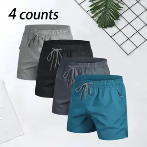 4-Pack Men's Quick-Dry Athletic Shorts with Zipper Pockets | Lightweight Gym, Running & Casual Summer Essentials