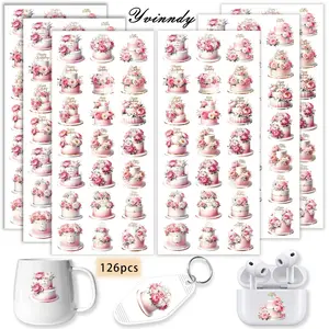 UV DTF Transfer Sheets Stickers 126 Pieces Of Birthday Cake Uvdtf Stickers Colorful UV DTF Transfer Stickers High-Viscosity UV DTF Transfer Paper Suitable For Keychains Pendants And Mugs UV DTF Keychain Stickers Pendant Decorations Keychain