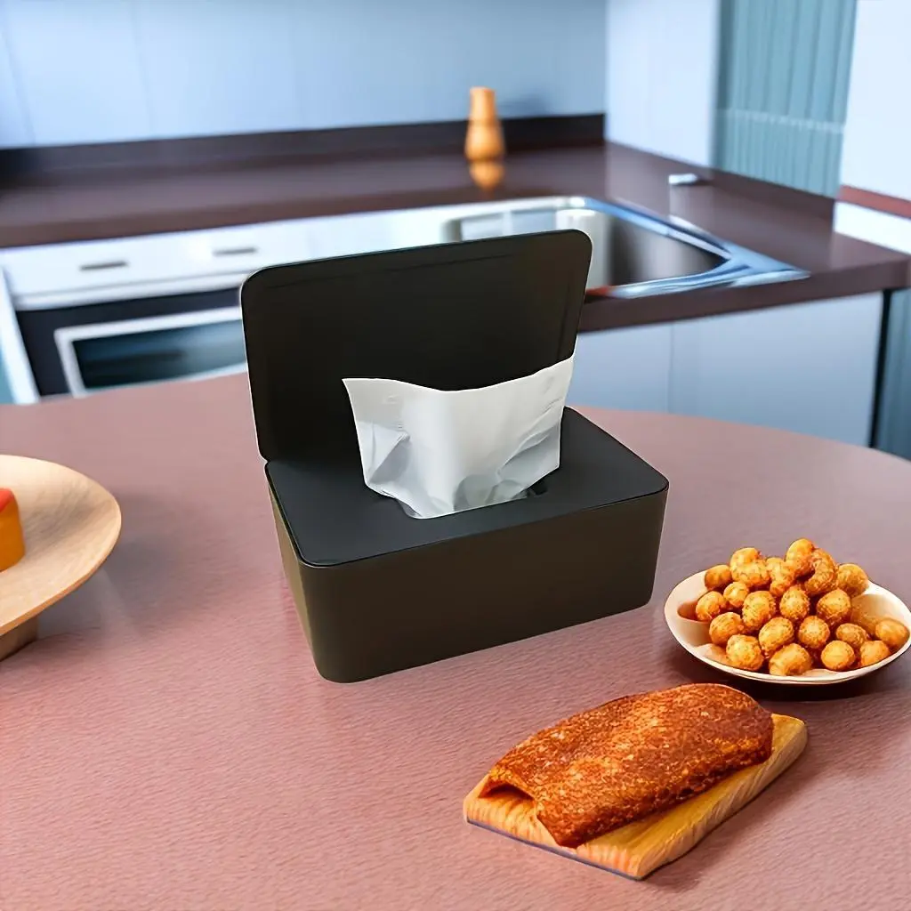 Wet tissue dispenser - Tissue storage box, Multifunctional tissue box, which can keep wet tissues moist, suitable for kitchens, bathrooms, desks and dressing tables, Tissue Holder