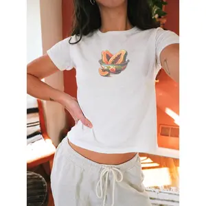 Papaya Baby Tee, Coconut Girl Aesthetic, vintage fruit Shirt, 90s Y2k Baby Tee, Downtown Teenage Girl Gift, Tropical Crop Top