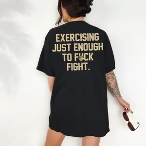 Exercising Just Enough To Fight Shirt, Funny Gym Hoodie, Skeleton Middle Finger Sweatshirt, Rude Workout Gift, Edgy Fitness Tee, Fck Fight