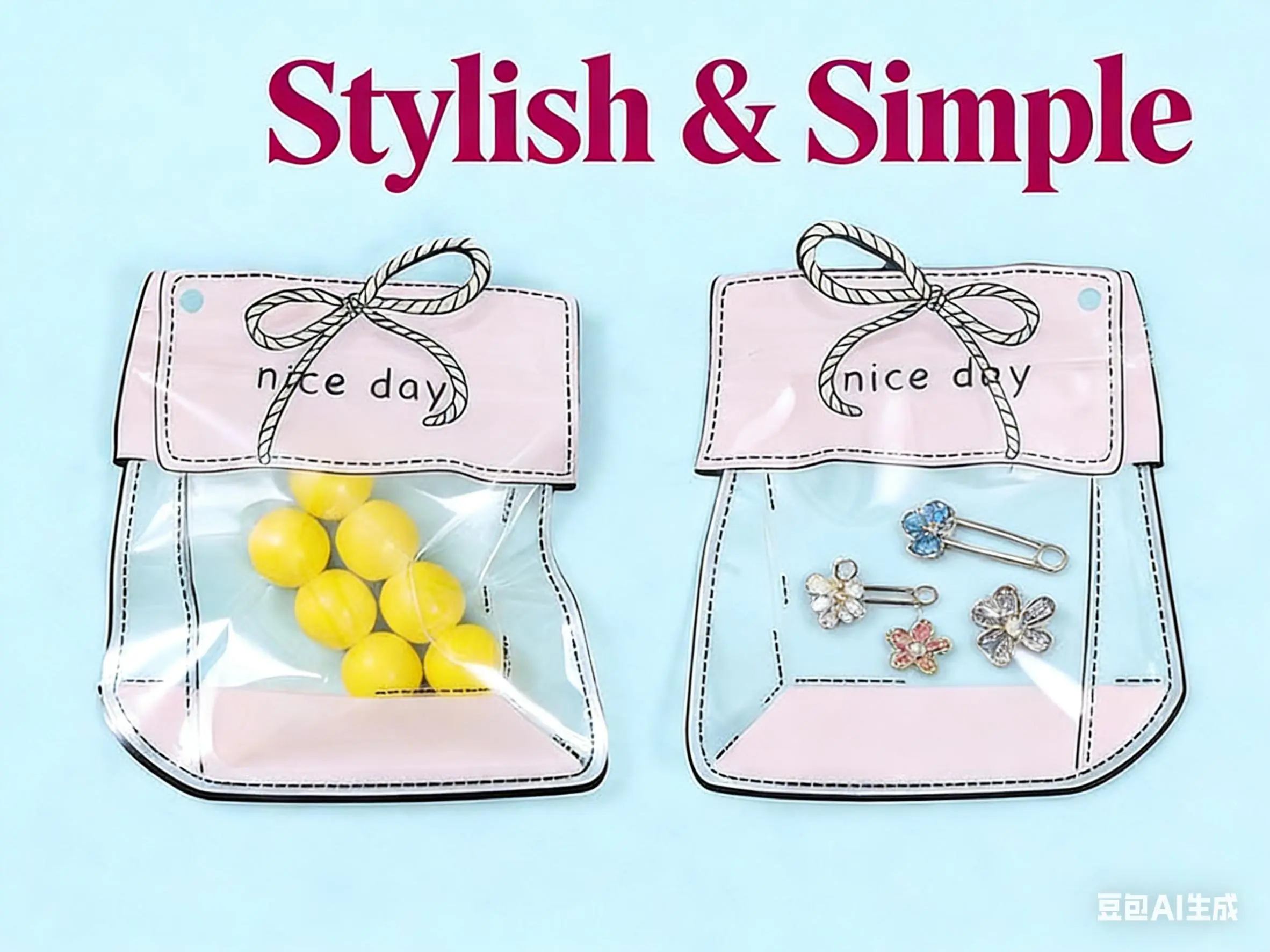 1Pcs Creative 3D Cartoon Self-Sealing Transparent Bag for Powder Puff Hair Clips Jewelry Snacks Candy Storage Gift Wrapping