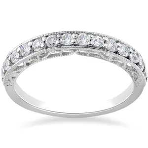 3/8ct Diamond Vintage Stackable Wedding Ring 14K White Gold
