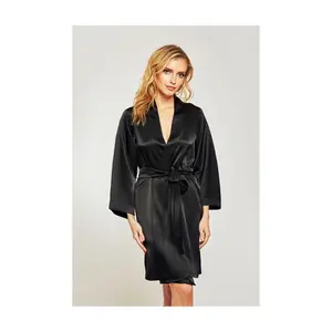 iCollection Soft Satin Black Robe