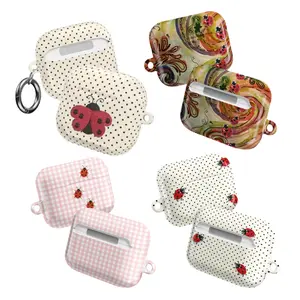 Ladybug Polka Dot AirPods Case – Cute Red Ladybug Aesthetic Protective Cover for AirPods 1 2 3 4 & AirPods Pro 1 2 3 | Black Polka Dot Pattern, Cottagecore Coquette Style, Whimsical Garden Cute Design | Trendy Gift for Her Women