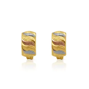 18k Gold Tri-Color Half Hoop Earrings