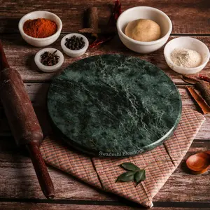 Vintage HandCrafted Marble Chakla/ Indian Roti Maker/ Bread, Pizza Maker/ Marble Plate For Chapatti/ Marble Chopping Board/ Dough Roller