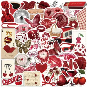 50Pcs Y2K Cherry Girl Graffiti Stickers, Bumper Sticker, Sticker For Cars, Positive Quote Decals for Scrapbook, Laptop, Car| Aesthetic Gift