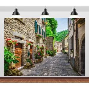 2D flat banner1pcs  Theme Fabric Background  Cities Pebbles Street Narrow Alley Scenery Photography Background Italian Party Decorations Portrait Photo Shoot Portrait,Photography Studio,Professional Photographer,Video Backdrops or Product Displays