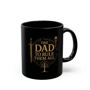 [Sale Up To 50%] Lord of the Rings mug,One Dad to Rule Them All. Father's Day Gift, Middle Earth Merch, Black Coffee Cup, LOTR Fan Present, Tolkien Inspired,