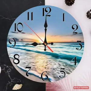 Coastal Beach Wall Clock: Boho Nautical Decor– Modern Minimalist Home Decor Clock
