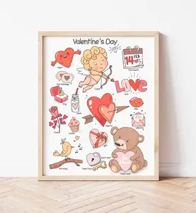 Valentines Day Poster Nursery Downloadable Prints Printable Valentines Classroom Decor Kindergarten Pre-K Preschool Educational Posters