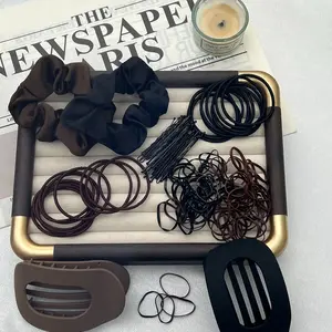 Solid Color Hair Accessories Set,Simple High Elasticity Durable Strong Pull Hair Ties & Hair Claws,Casual Versatile Hair Accessories for Women & Girls ,Rubber Bands #The best Thanksgiving gift