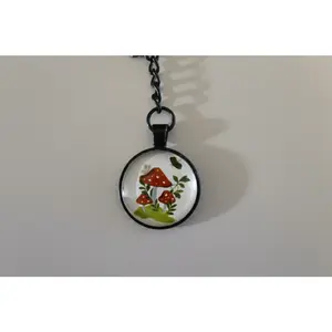 Glass Mushroom Cabochon Keychain #1