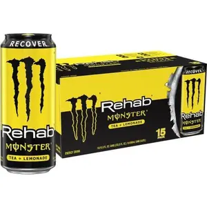 Monster Rehab Tea + Lemonade + Energy, Energy Drink 15.5 Ounce | Energy Iced Tea, Pack of 15