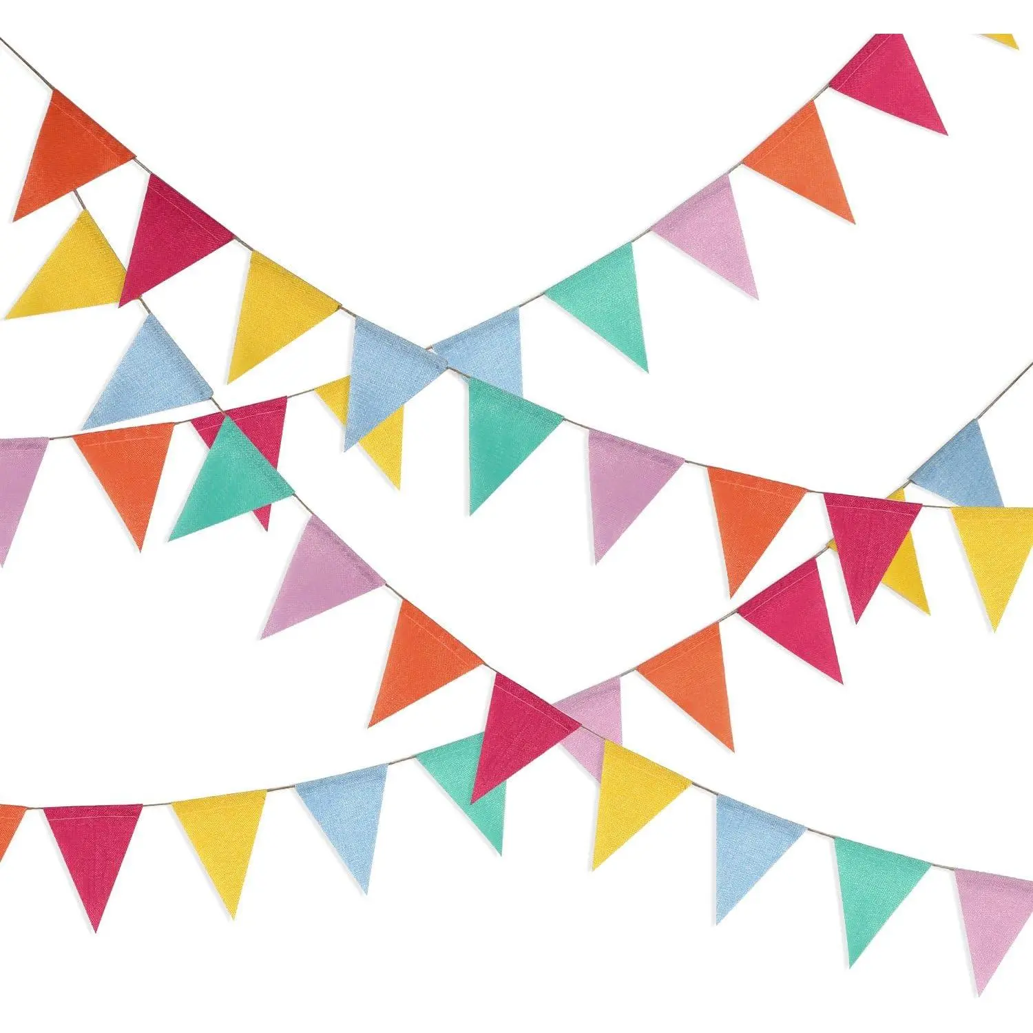 42-Piece Pastel Triangle Pennant Banner - Festive Hanging Decoration for Birthday, School Carnival - Home & Party Supplies Backdrop Bunting