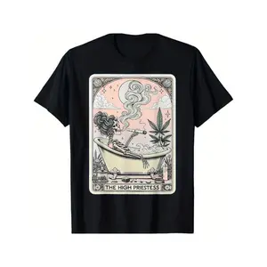 Quick Delivery Tarot Card The High Priestess Mystic Humorous Skeleton Costume T-Shirt for Men and Women