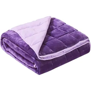 Purple Weighted Blanket 15 Pounds, Fuzzy Warm Flannel Throw Blanket with Soft Breathable Sanded, 48 x 72 inches, Purple