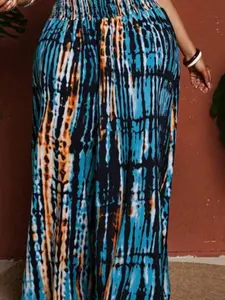 2026 New Spring Autumn Boho Oversized Baggy Wide Leg Pants, Random Print Pattern, Comfortable Clothing Type, Ideal for Seasonal Wear, Womenswear