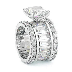Jzora Luxury 5ct Princess Cut Ring For Women Bridal Wedding Engagement Band