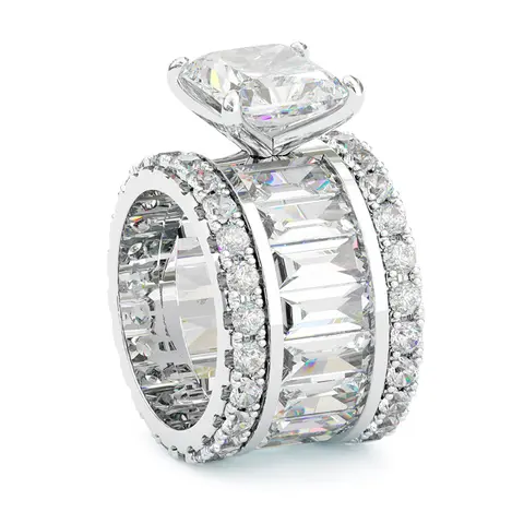 Jzora Luxury 5ct Princess Cut Artificial Gemstone Finger Ring for Women, Bridal Statement Ring, Elegant Exquisite Trendy Fashion Beautiful Bridal Wedding Engagement Band
