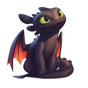 Cute 3D Toothless Sticker, Baby Night Fury Vinyl Decal, Recreates The Baby Night Fury Dragon With Bright Blue Eyes And Striking Red Wings, Used To Stick on Laptops, Cars, Gifts for Friends, Dragon Lovers