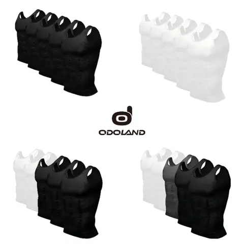 Odoland Sports Men's 5-Pack Compression Tank Top Seamless Base Layer Athletic Undershirt