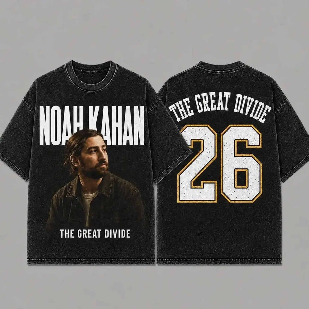Noah Kahan The Great Divide Tour 2026 Acid Washed Unisex Oversized Premium Cotton T-Shirt, Vintage Music Merch T-Shirt, Music Country Style, New Album Gift For Fans, Vintage Outfit, y2k Styles, Oversize Shirt ZLW