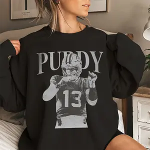 Brock Purdy Women's Graphic Sweatshirt - 49ers Football Oversized Crewneck