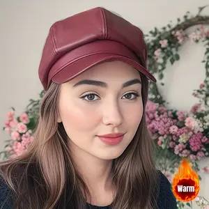 Women's Classic British Style Faux PU Leather Beret, Vintage Newsboy Cap, Lightweight and Warm for Autumn/Winter, Unisex, Perfect Christmas Gift Everyday Elegance Accessory, 3 Colors Available, Halloween Costume Essential
